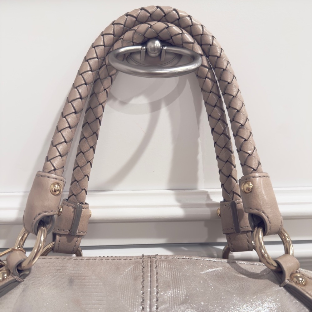 ✨🎀 Coach Madison Sophia Shimmery Champagne Gold Pleated Whipstitch Satchel Bag - Picture 9 of 17